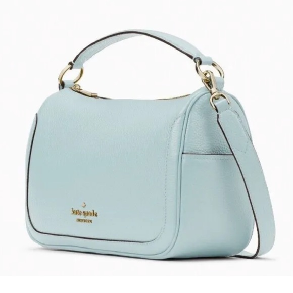 New Kate Spade Smoosh Satchel Hobo Crossbody Leather Blue Glow - Picture 2 of 4